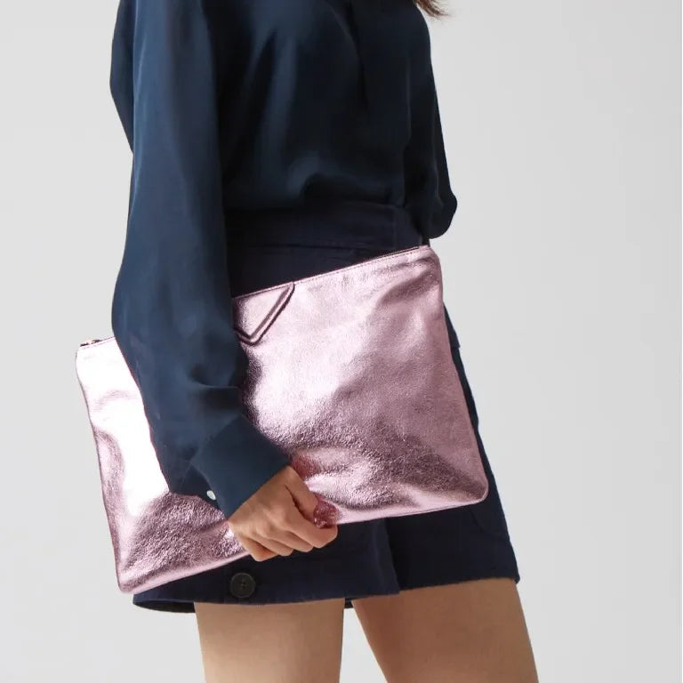 Women's Metallic Evening Clutch Bag in Pink