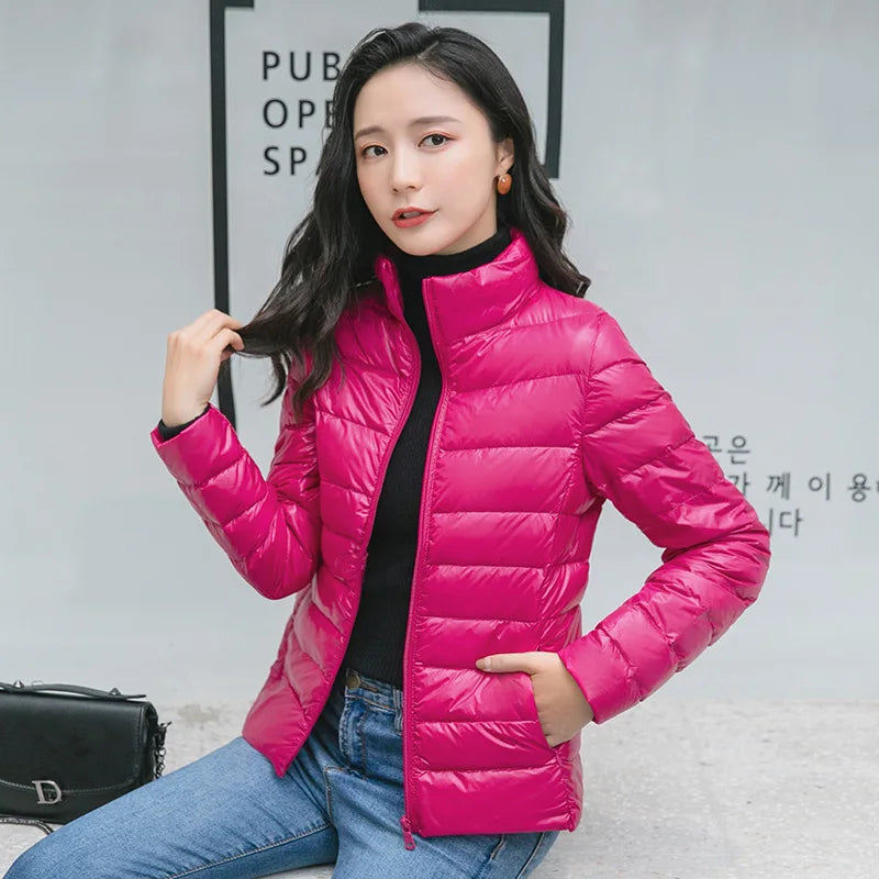 Women's Puffer Jacket, Lightweight Packable Short Down Coat Plus Size