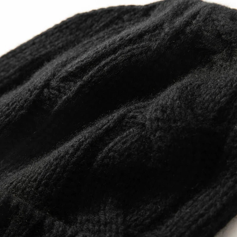 Women's Chunky Cable Cashmere Beanie with Ribbed Cuff, view 31