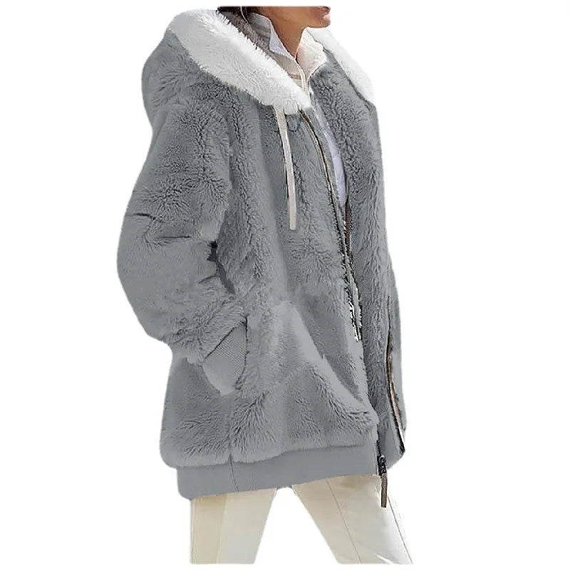 Women's Fleece Jacket, Hooded Full Zip Warm Winter Coat Plus Size