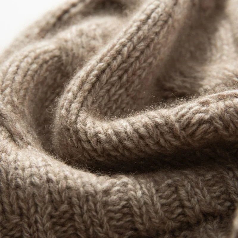 Women's Chunky Cable Cashmere Beanie with Ribbed Cuff, view 23