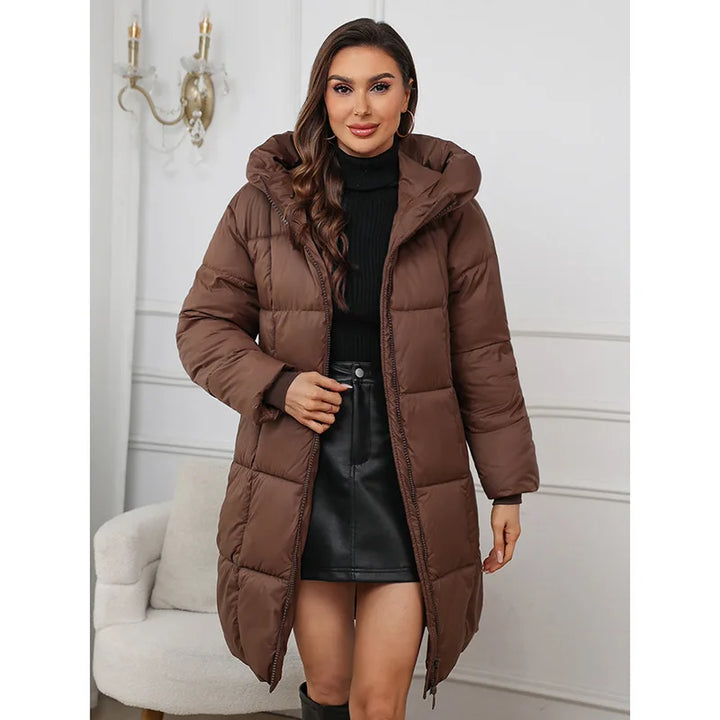Women's Winter Coat, Long Hooded Thick Padded Parka Warm Outerwear