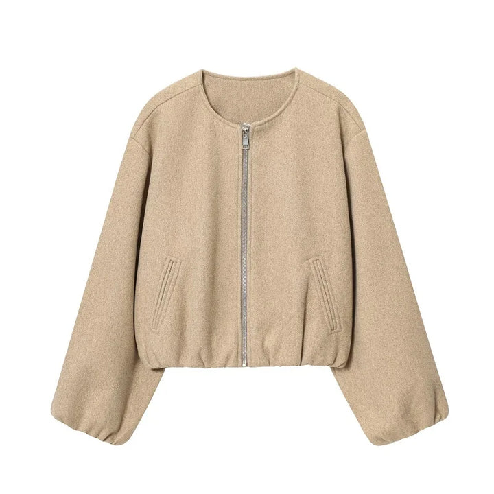 Women's Cropped Bomber Jacket, Zip Up Lightweight Casual Sports Jacket