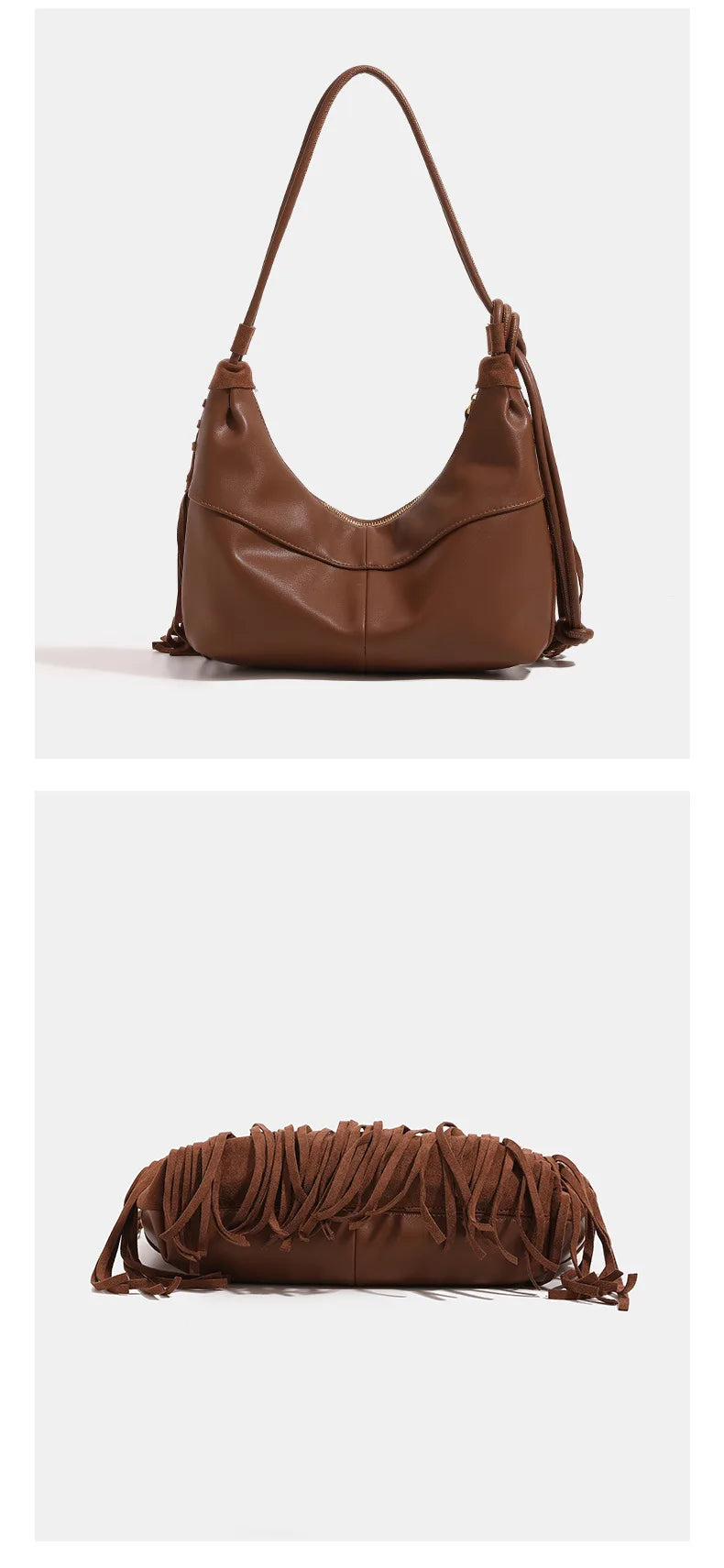 Women's Boho Suede-Look Fringe Shoulder Bag, view 7