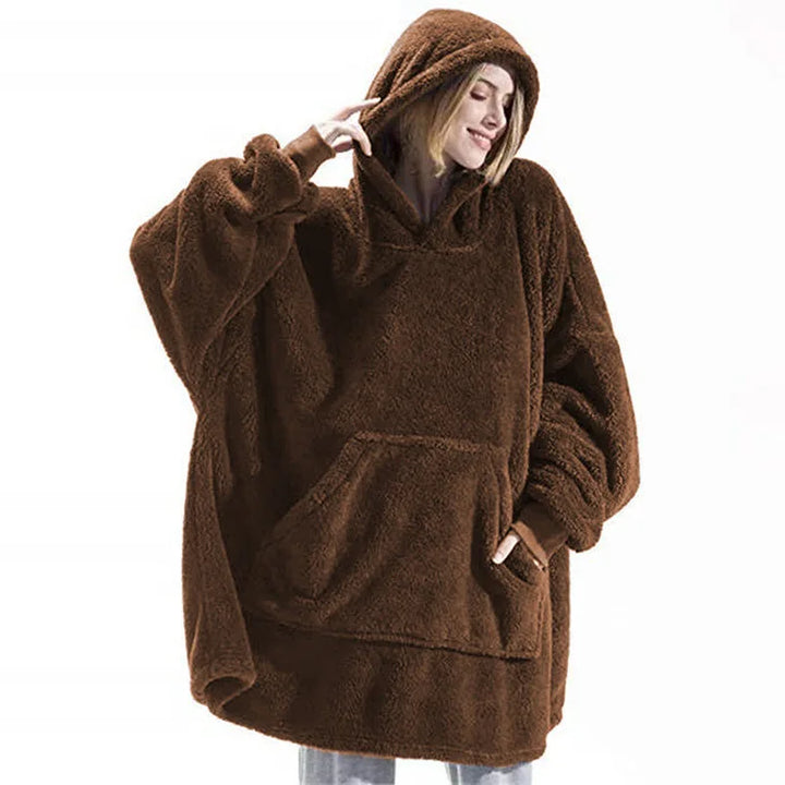 Women's Fleece Pullover, Hooded Oversized Sherpa Sweatshirt Top