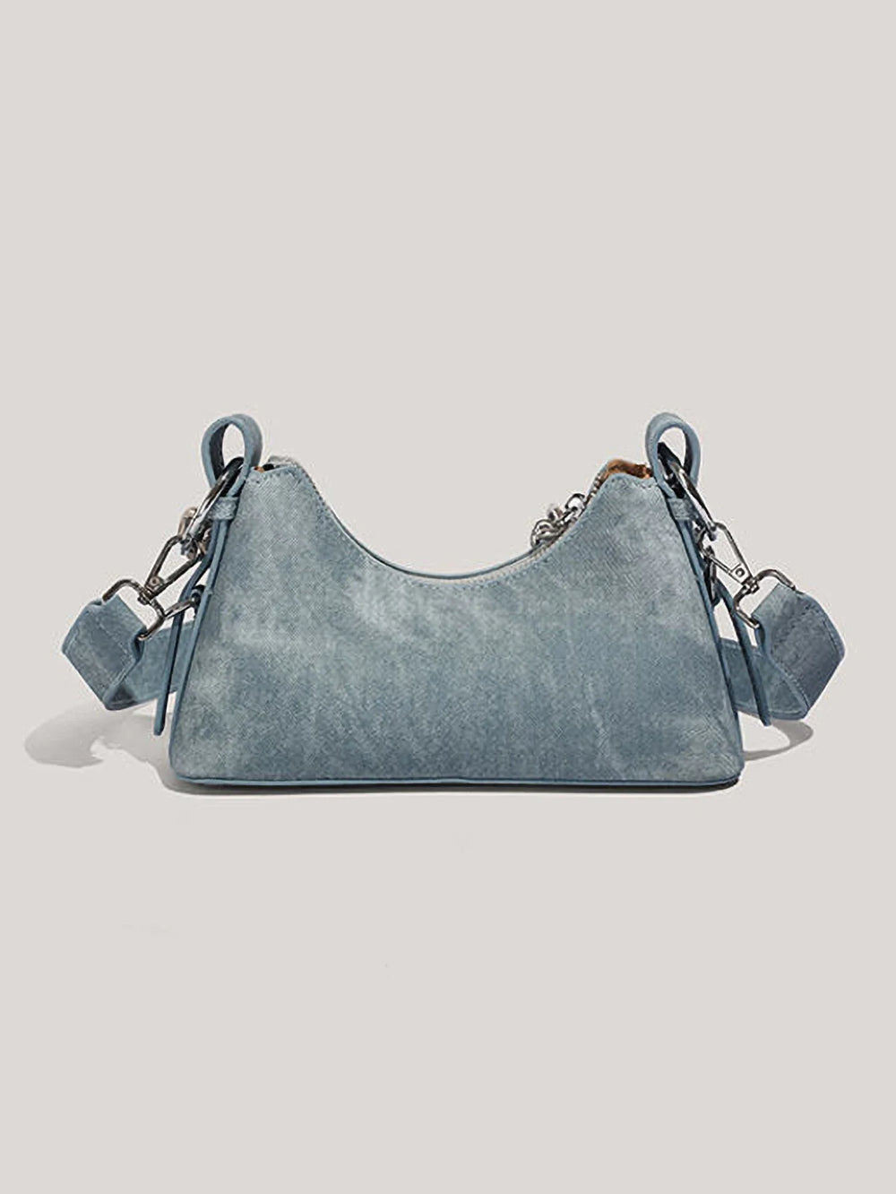 Women's Denim Shoulder Bag with Chunky Chain Strap, view 2