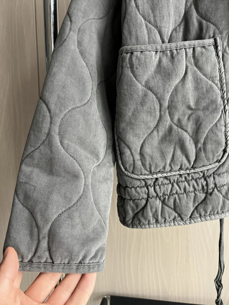 Women's Quilted High-Collar Jacket with Large Pockets, view 5