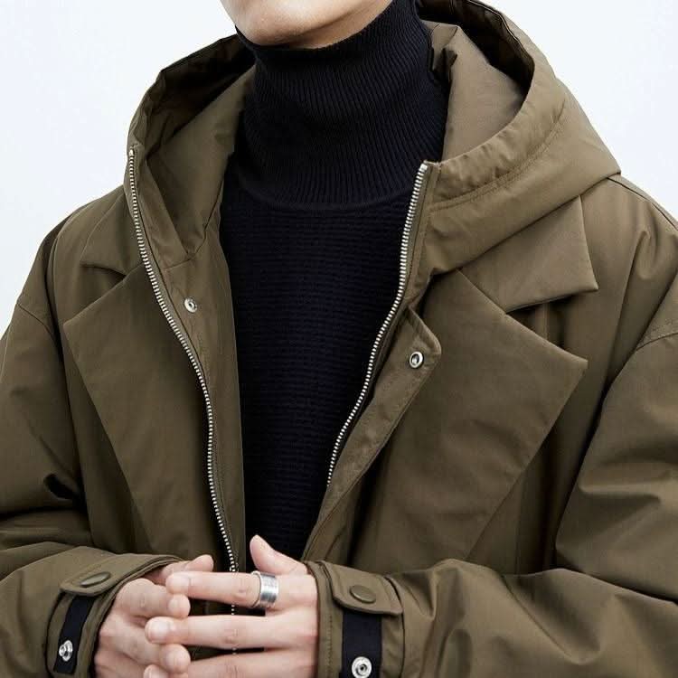 Men's Long Overcoat, Hooded Water Resistant Windbreaker Winter Jacket