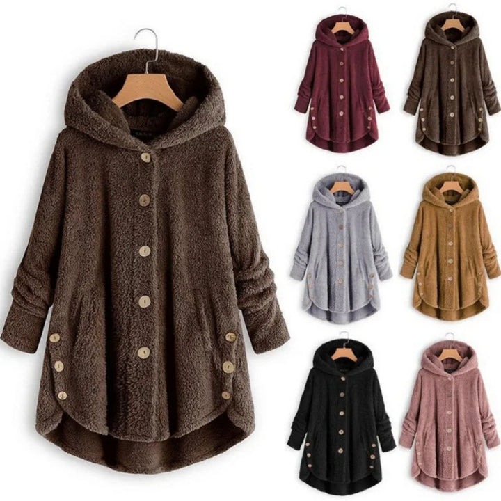 Women's Two Piece Set, Printed Pleated Shirt and Faux Fur Coat