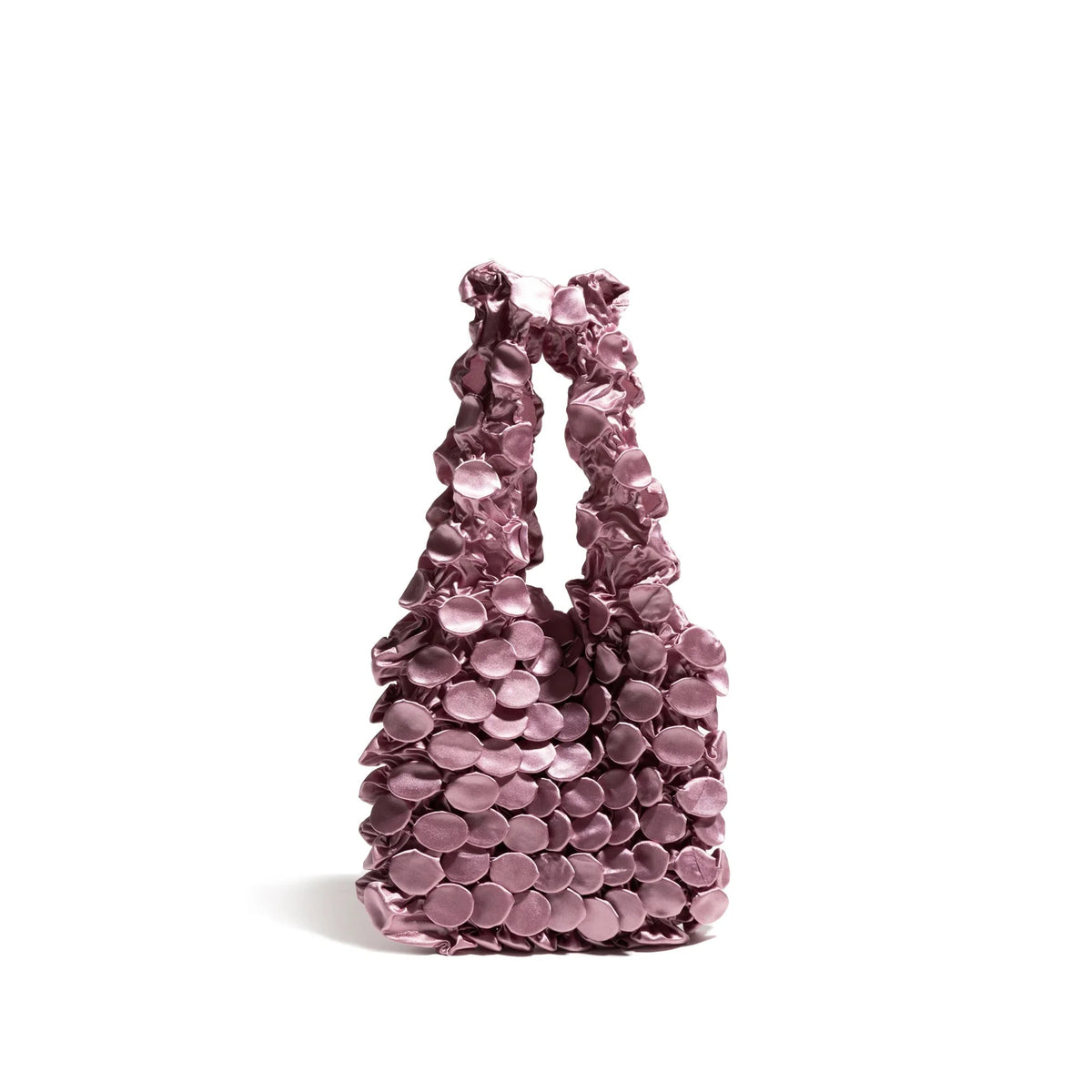 Women's Ruched Nylon Bubble Tote Bag in Pink