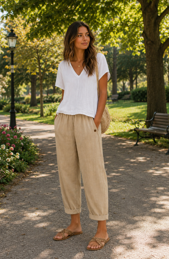 Women's Lightweight Linen Relaxed-Fit Pants