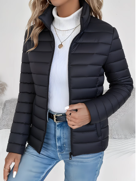 Women's Quilted Jacket, Lightweight Padded Stand Collar Puffer Coat