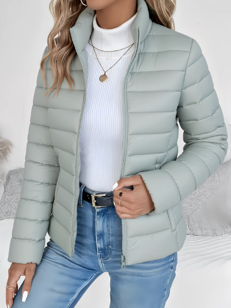 Women's Quilted Jacket, Lightweight Padded Stand Collar Puffer Coat