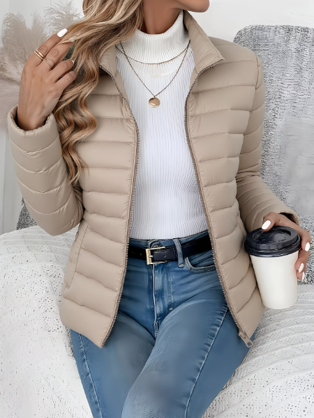 Women's Quilted Jacket, Lightweight Padded Stand Collar Puffer Coat