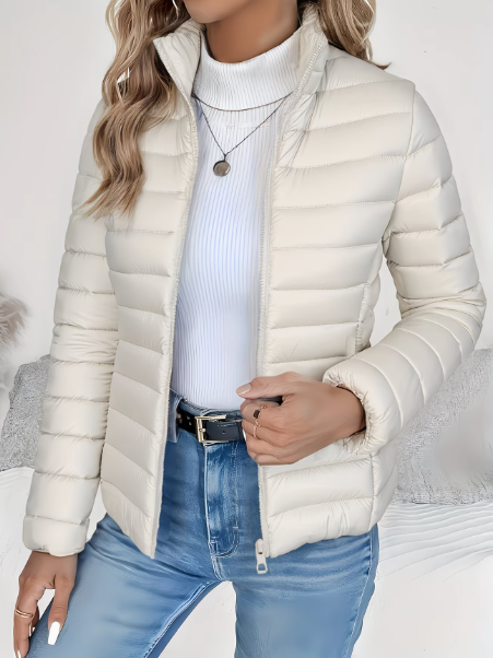 Women's Quilted Jacket, Lightweight Padded Stand Collar Puffer Coat