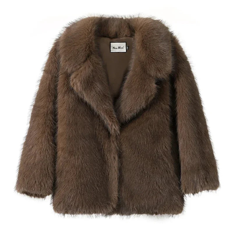 Women's Faux Fur Coat, Fluffy Gradient Warm Winter Overcoat