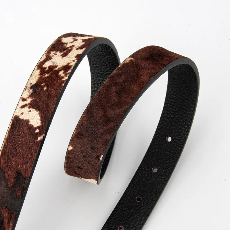 Women's Animal Print Leather Belt with Metal Buckle, view 3