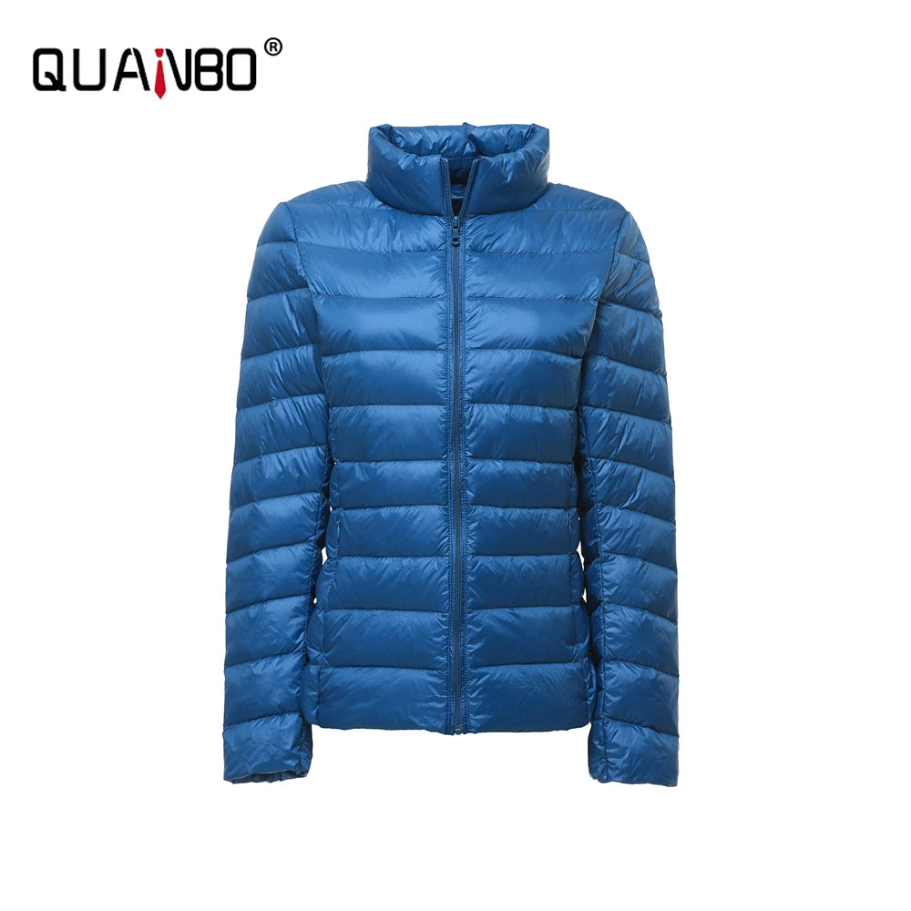 Women's Lightweight Packable Short Puffer Jacket in Lake Blue