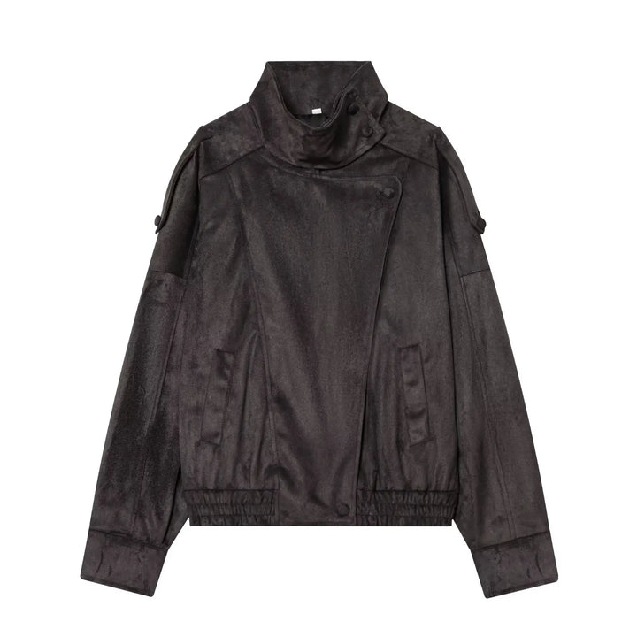 Women's Faux Leather Jacket, Pebble Grain Moto Biker Coat