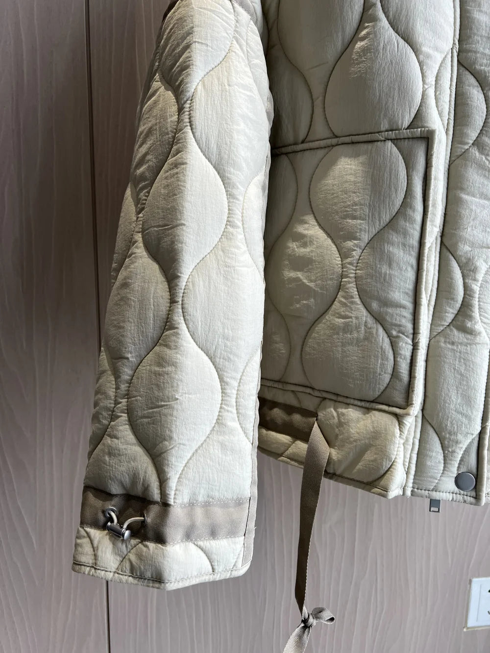 Women's Quilted Drawstring Waist Jacket with High Neck, view 2