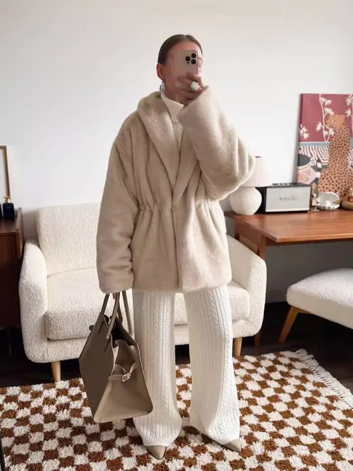 Women's Faux Fur Coat, Soft Fluffy Warm Winter Overcoat