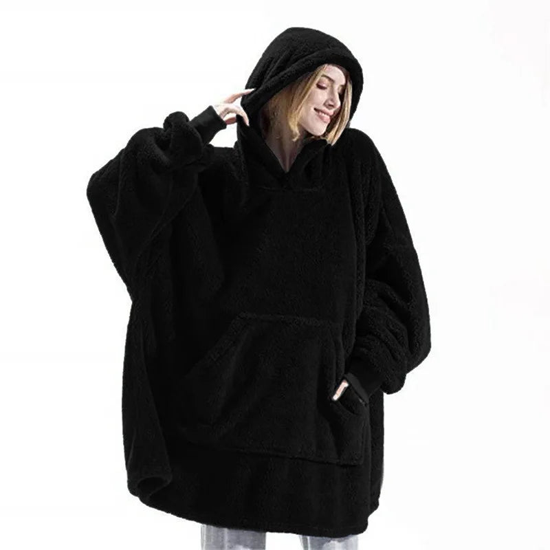 Women's Fleece Pullover, Hooded Oversized Sherpa Sweatshirt Top