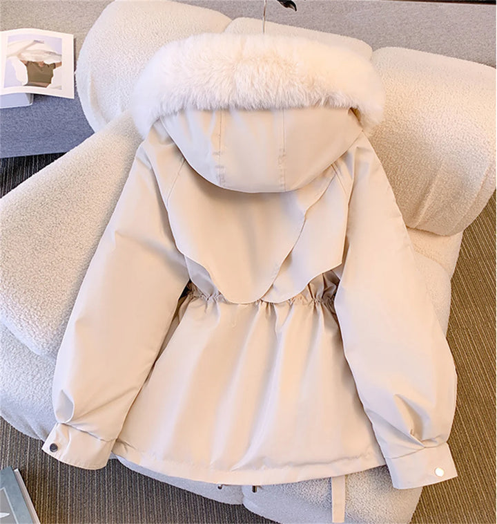 Women's Puffer Jacket, Hooded Drawstring Padded Zip Up Winter Parka