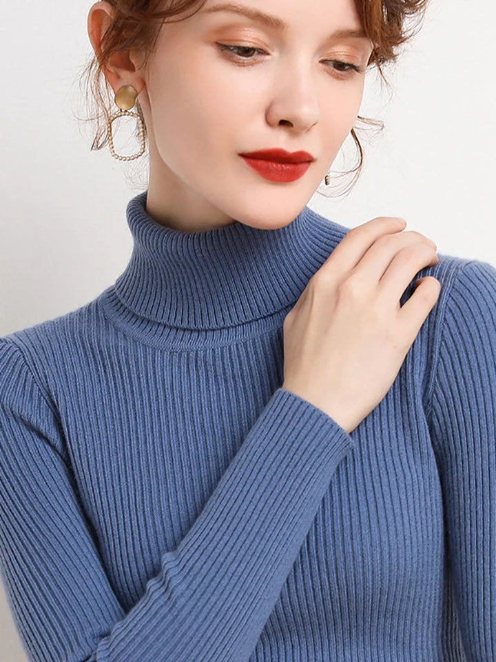 Women's Turtleneck Sweater, Soft Knit Long Sleeve Pullover Jumper