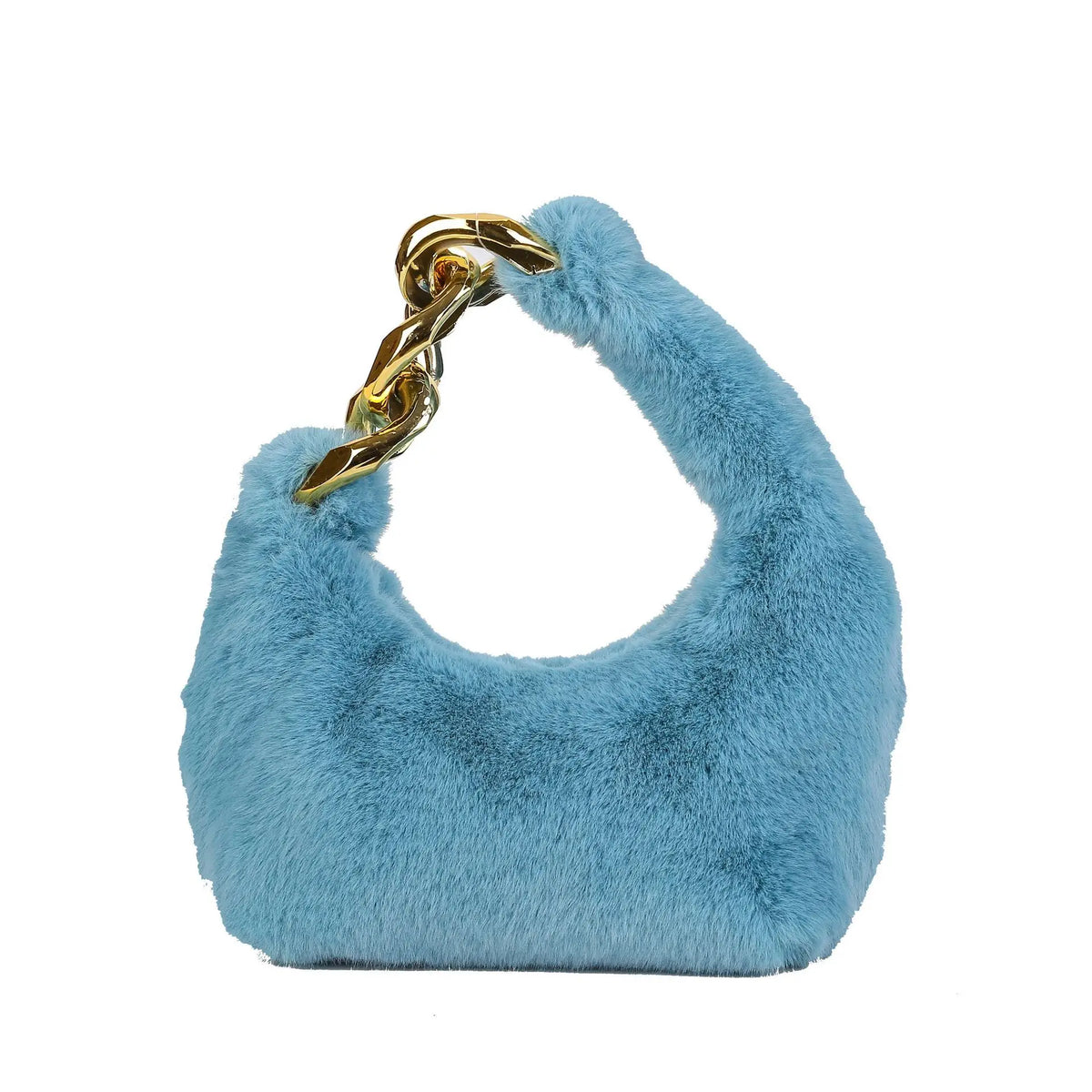 Women's Faux Fur Crescent Shoulder Bag with Chain Strap, view 8