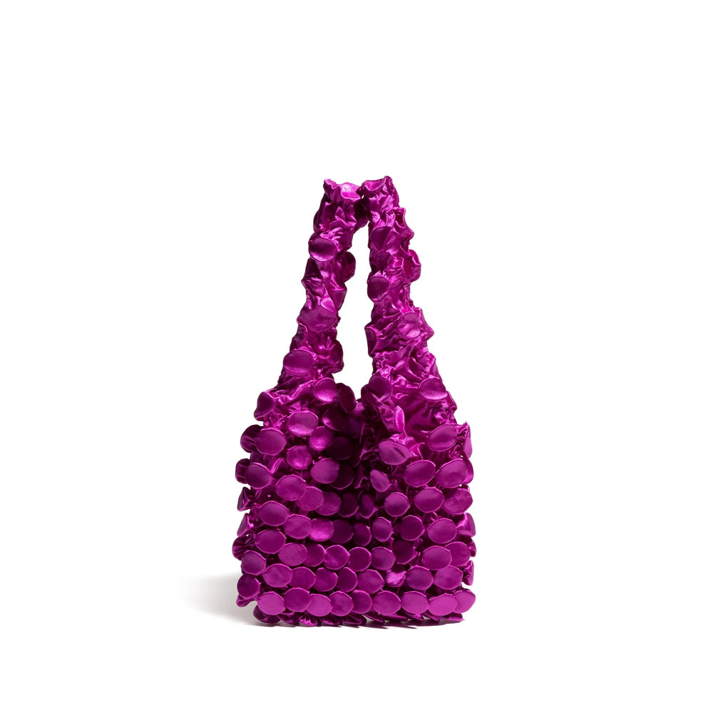 Women's Ruched Nylon Bubble Tote Bag in Rose