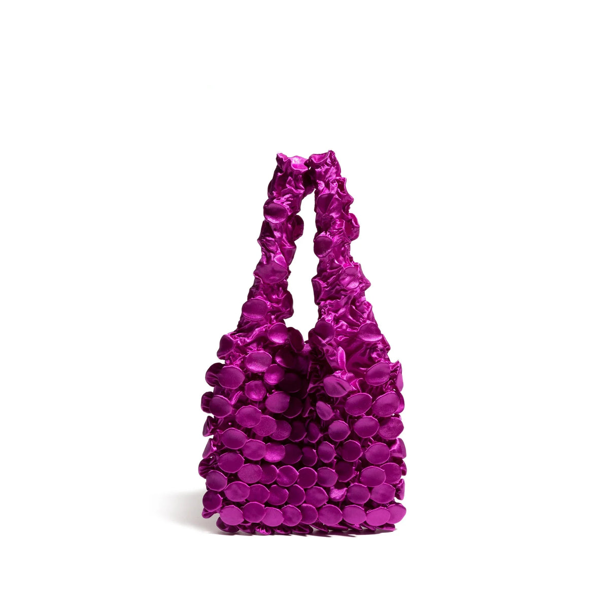 Women's Ruched Nylon Bubble Tote Bag in Rose