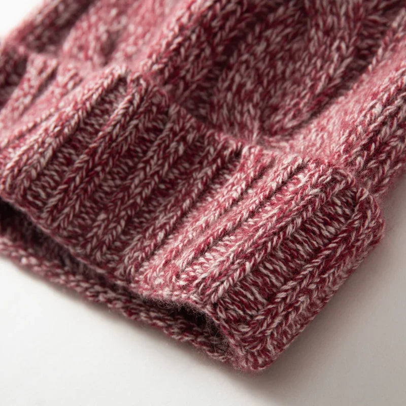 Women's Chunky Cable Cashmere Beanie with Ribbed Cuff, view 29