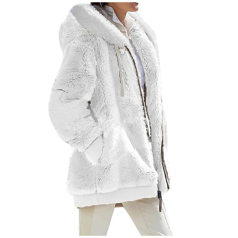 Women's Fleece Jacket, Hooded Full Zip Warm Winter Coat Plus Size