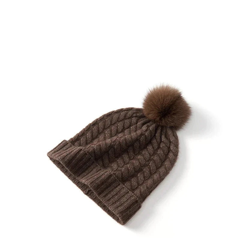 Women's Soft Knit Cashmere Beanie with Pom-Pom, view 11