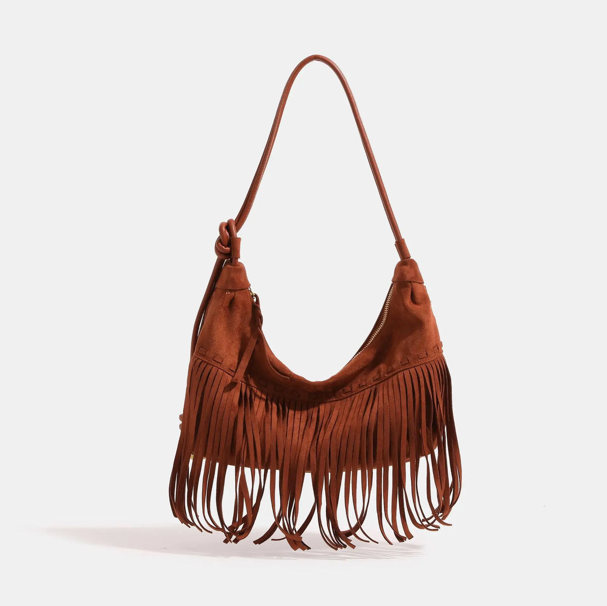 Women's Boho Suede-Look Fringe Shoulder Bag in Brown