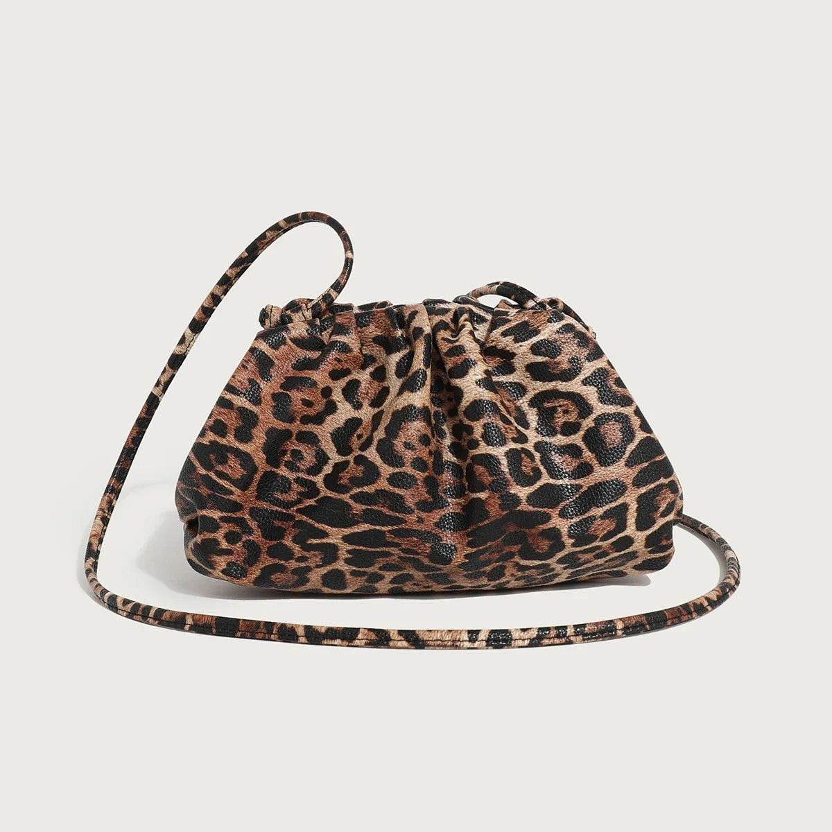 Women's Leopard Print Faux Leather Clutch with Linen Lining