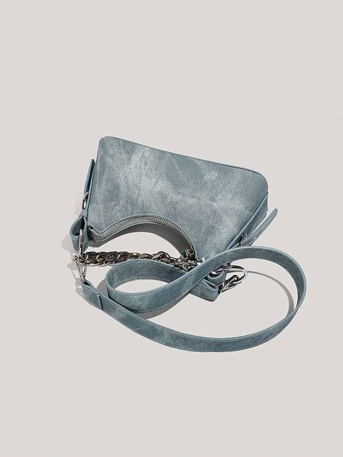 Women's Denim Shoulder Bag with Chunky Chain Strap, view 8
