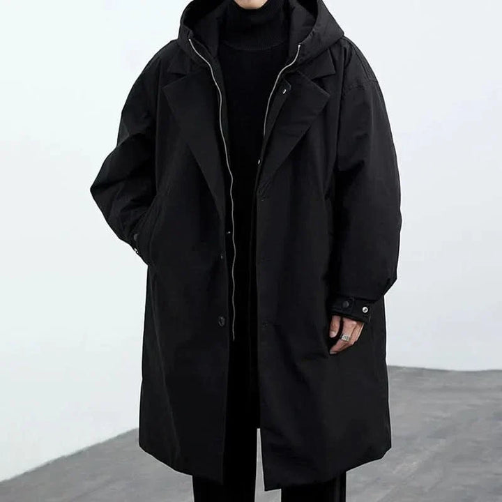 Men's Long Overcoat, Hooded Water Resistant Windbreaker Winter Jacket
