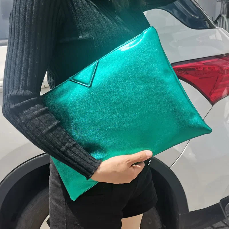 Women's Metallic Evening Clutch Bag in Green