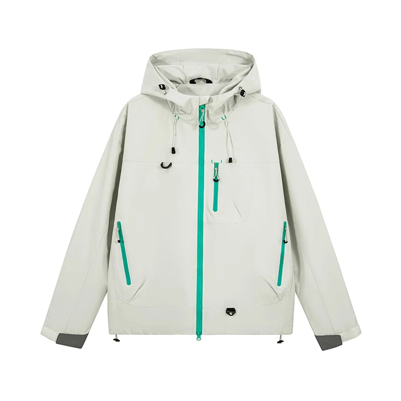 Women's Waterproof Hooded Hiking Rain Jacket in Gray