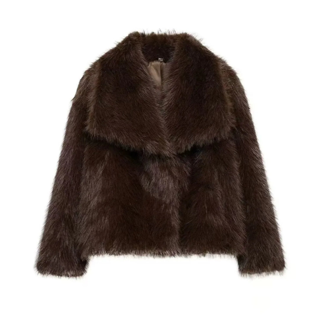 Women's Faux Leather Jacket, Fur Lined Stand Collar Winter Coat