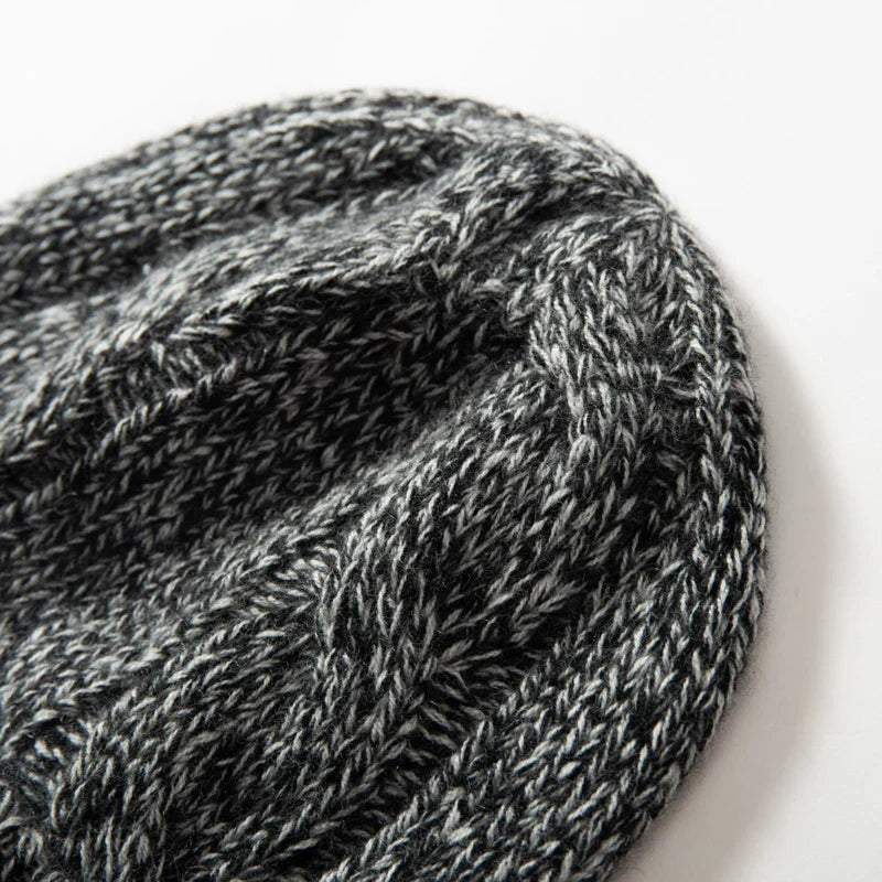 Women's Chunky Cable Cashmere Beanie with Ribbed Cuff, view 4
