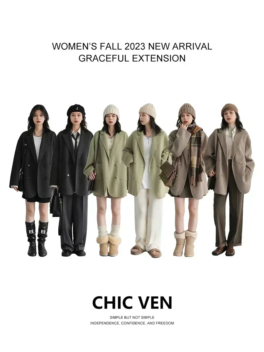 Women's Loose Double-Breasted Retro Coat, view 3