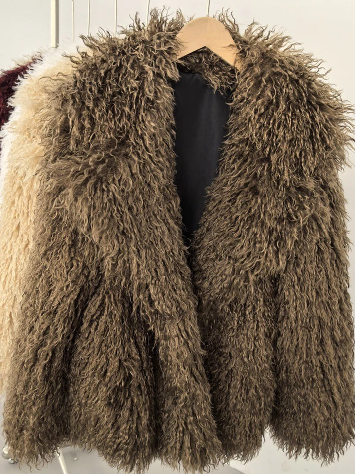 Women's Faux Fur Jacket, Long Sleeve Thick Warm Fluffy Coat