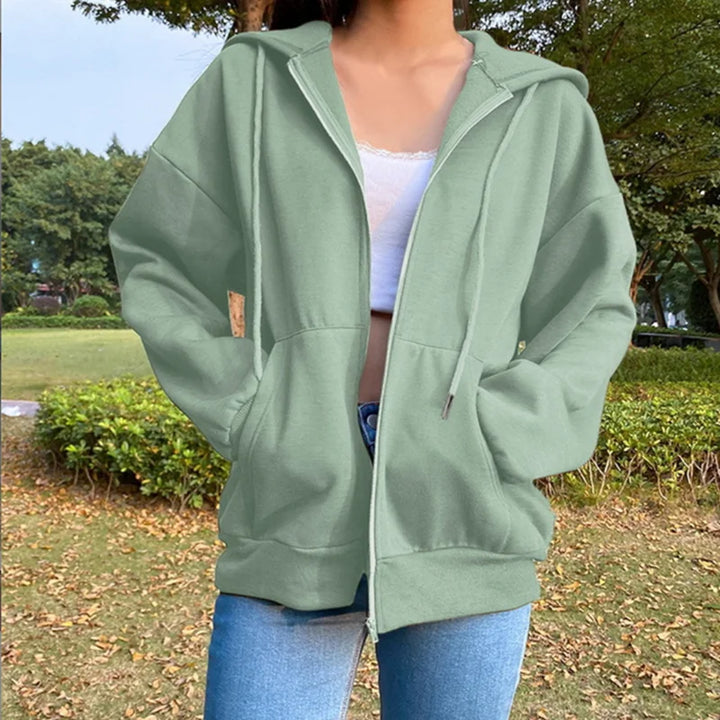Women's Fleece Zip Up Hoodie, Drawstring Hooded Sweatshirt with Pockets