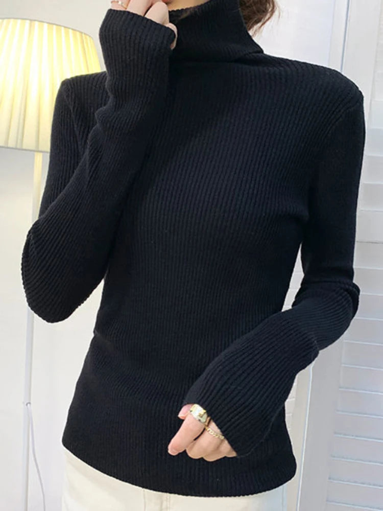 Women's Turtleneck Sweater, Soft Knit Long Sleeve Pullover Jumper