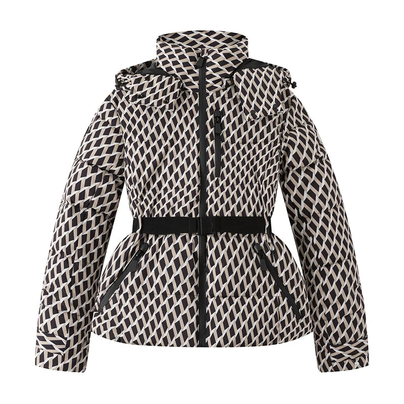 Women's Belted Hooded Puffer Parka with Pockets, view 2