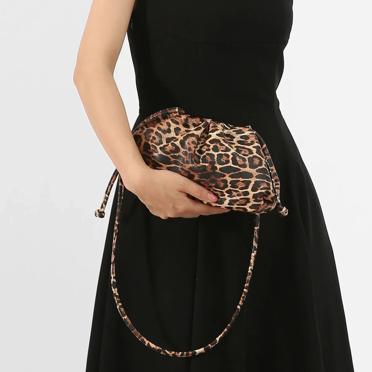 Women's Leopard Print Faux Leather Clutch with Linen Lining, view 11