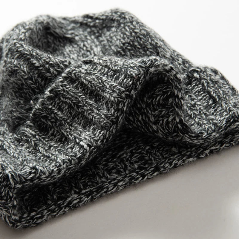Women's Chunky Cable Cashmere Beanie with Ribbed Cuff, view 5