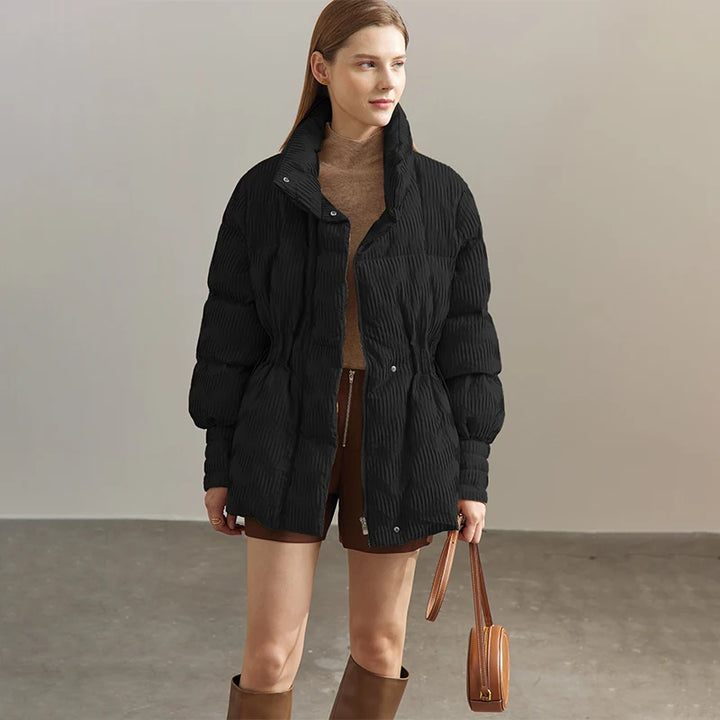 Women's Duck Down Puffer Coat, Lightweight Stand Collar Winter Jacket